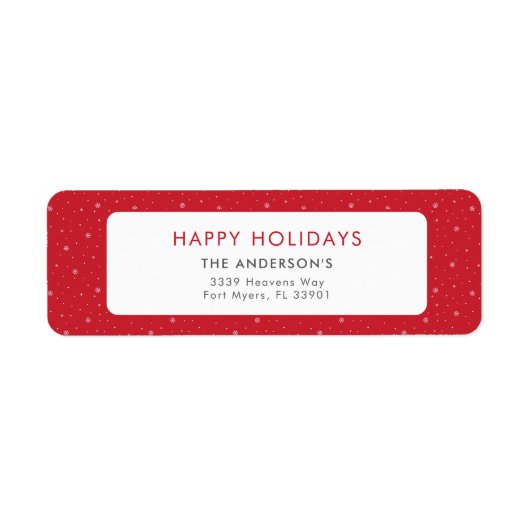 Prettige feestdagen Kerst Minimale sneeuwvlokken r Etiket (Voorkant)