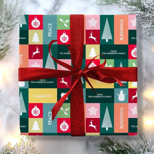 Prettige feestdagen Kerst = moderne naam Cadeaupapier