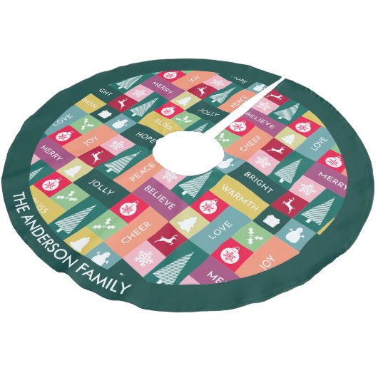 Prettige feestdagen Kerst > Moderne naam kleurrijk Kerstboom Rok (Gekanteld)