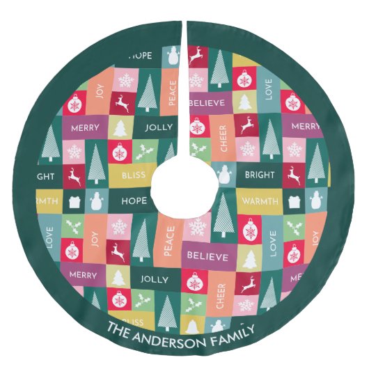 Prettige feestdagen Kerst > Moderne naam kleurrijk Kerstboom Rok (Voorkant)