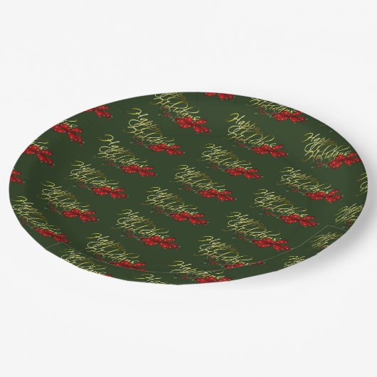 prettige feestdagen kerst papieren bordje (Gekanteld)