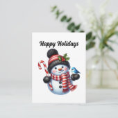 Prettige feestdagen Kerst - pepermuntsneeuwman (Staand voorkant)