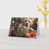 Prettige feestdagen Kerst - Schattige Yellow Lab L Kaart (Gele Bloem)