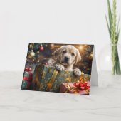 Prettige feestdagen Kerst - Schattige Yellow Lab L Kaart (Voorkant)