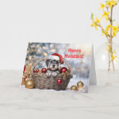 Prettige feestdagen Kerst - Schattigee Schnauzer P Kaart (Gele Bloem)