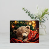 Prettige feestdagen Kerst Slumbering Beer Briefkaa (Staand Voorkant)