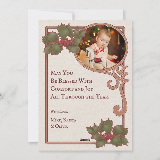 Prettige feestdagen Kerst -  stijl foto Feestdagenkaart (Achterkant)