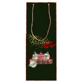 prettige feestdagen kerst wijn cadeautas (Achterkant)