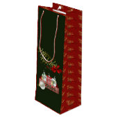 prettige feestdagen kerst wijn cadeautas (Achterkant Gekanteld)