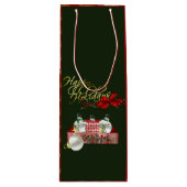 prettige feestdagen kerst wijn cadeautas (Voorkant)
