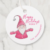 Prettige feestdagen Kerst Witte en Roze Gnoom Bedankjes Labels (Achterkant)