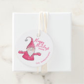 Prettige feestdagen Kerst Witte en Roze Gnoom Bedankjes Labels (In situ)