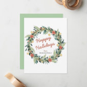 prettige feestdagen kerst Wreath Notitiekaartje (Voorkant / Achterkant in situ)