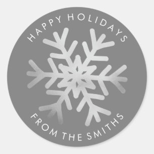 Prettige feestdagen - Kerst Zilver en Wit Label