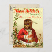 Prettige feestdagen Kerstaap Grappige Vintage (Voorkant / Achterkant)