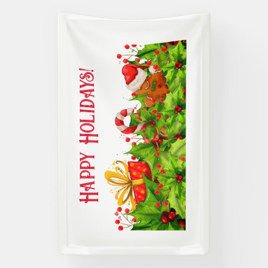 prettige feestdagen kerstbanner spandoek (Verticaal)