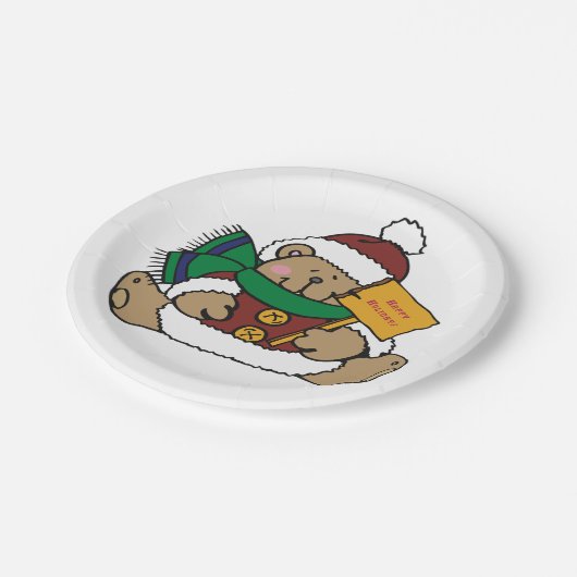 prettige feestdagen kerstBeer Papieren Bordje (Gekanteld)