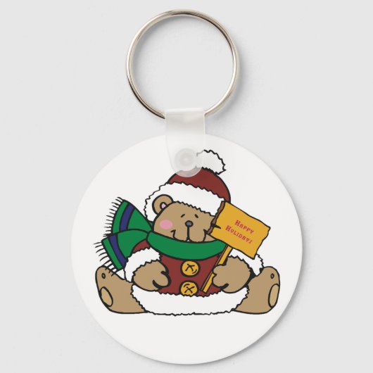 prettige feestdagen kerstBeer Sleutelhanger (Voorkant)