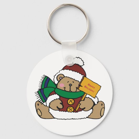 prettige feestdagen kerstBeer Sleutelhanger (Achterkant)