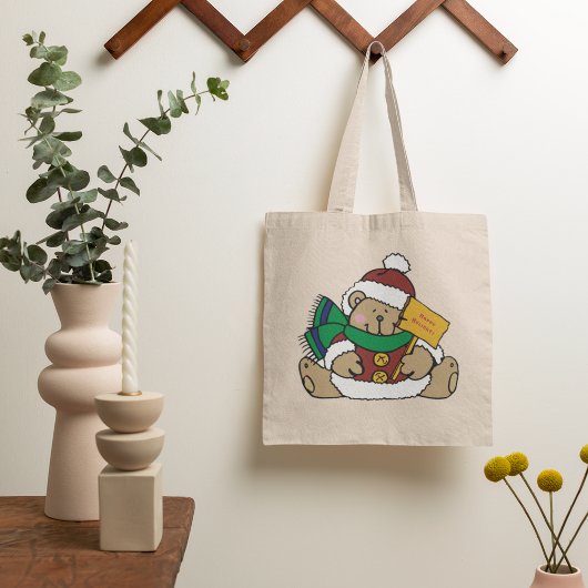 prettige feestdagen kerstBeer Tote Bag