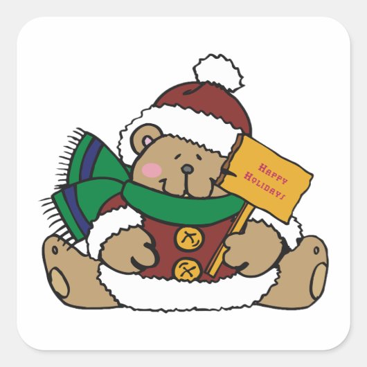 prettige feestdagen kerstBeer Vierkante Sticker (Voorkant)