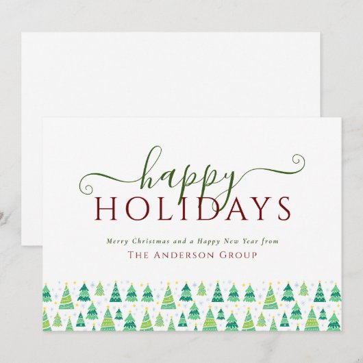 Prettige feestdagen Kerstbomen Corporate Business Feestdagenkaart (Voorkant / Achterkant)