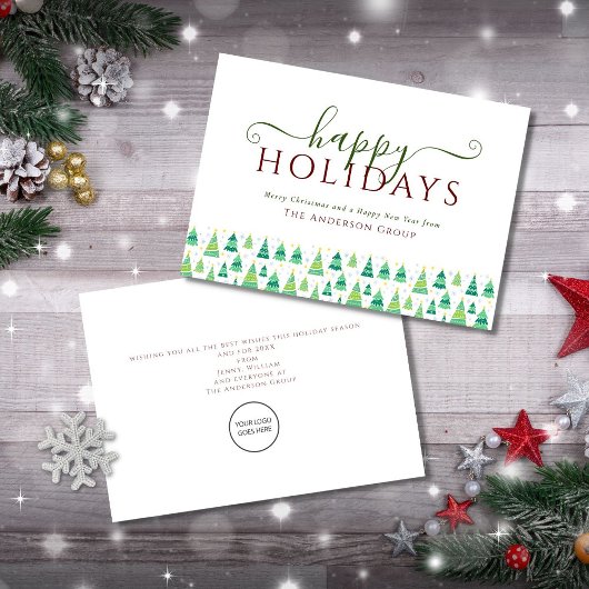 prettige feestdagen kerstbomen Corporate Logo Feestdagenkaart