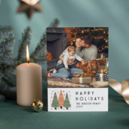 Prettige feestdagen Kerstbomen Eenvoudige foto Feestdagenkaart