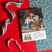 Prettige feestdagen Kerstbomen Eenvoudige foto Feestdagenkaart
