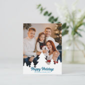 Prettige feestdagen Kerstbomen Familie Foto Blauw (Staand voorkant)