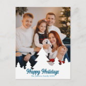 Prettige feestdagen Kerstbomen Familie Foto Blauw (Voorkant)