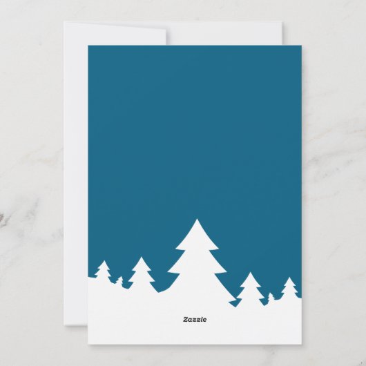 Prettige feestdagen Kerstbomen Familie Foto Blauw Feestdagenkaart (Achterkant)