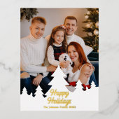 Prettige feestdagen Kerstbomen Familie Foto Goud (Voorkant)