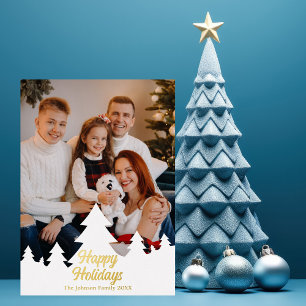 Prettige feestdagen Kerstbomen Familie Foto Goud