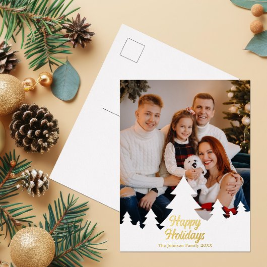 Prettige feestdagen Kerstbomen Familie Foto Goud