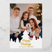 Prettige feestdagen Kerstbomen Familie Foto Goud (Voorkant)