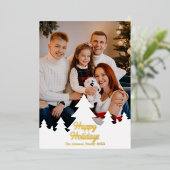 Prettige feestdagen Kerstbomen Familie Foto Goud (Staand Voorkant)
