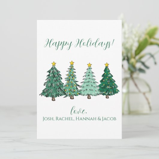 prettige feestdagen kerstbomen feestdagenkaart (Staand voorkant)