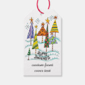 prettige feestdagen! kerstbomen met sterren cadeaulabel (Voorkant)