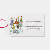 prettige feestdagen! kerstbomen met sterren cadeaulabel (Achterkant Horizontaal)