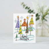 prettige feestdagen! kerstbomen met sterren feestdagenkaart (Staand voorkant)