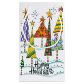 prettige feestdagen! kerstbomen met sterren klein cadeauzakje (Achterkant)