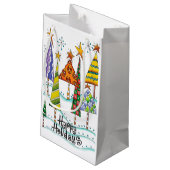 prettige feestdagen! kerstbomen met sterren klein cadeauzakje (Achterkant Gekanteld)