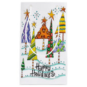 prettige feestdagen! kerstbomen met sterren klein cadeauzakje (Voorkant)