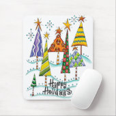 prettige feestdagen! kerstbomen met sterren muismat (Met muis)