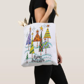 prettige feestdagen! kerstbomen met sterren tote bag (Dichtbij)
