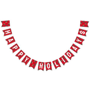 Prettige feestdagen Kerstbomen & tijgers patroon Vlaggetjes