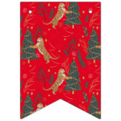 Prettige feestdagen Kerstbomen & tijgers patroon Vlaggetjes (Eerste vlag)