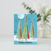 Prettige feestdagen Kerstbomen volle maan sneeuw (Staand voorkant)