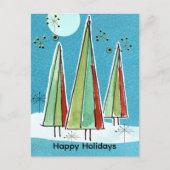 Prettige feestdagen Kerstbomen volle maan sneeuw (Voorkant)